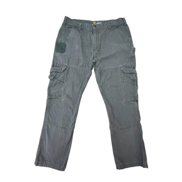 Carhartt Other - Carhartt Relaxed Fit Work Pants Canvas Cargo Pockets Olive Green Men 38x32 Heavy